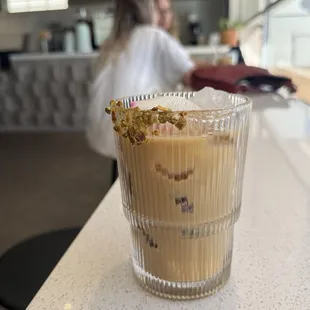 Pistachio rose latte