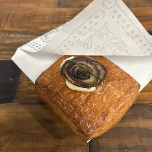 Savory Caramelized Onion and Mascarpone pastry tart.