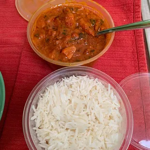 Chicken Makhari and jasmine rice.