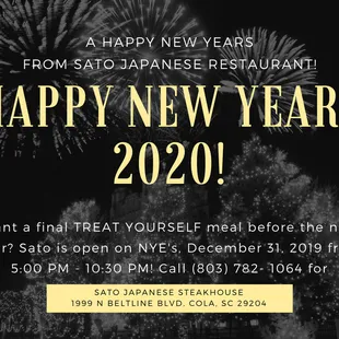 From their FB Page: They are open on NYE (12/31/2019)!