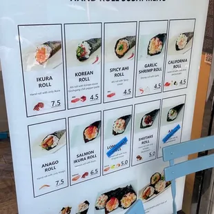 Hand Roll Menu