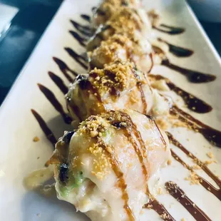 The Salmon Alfredo no rice roll- it was delicious!