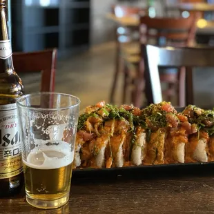 Greg's roll with Asahi beer...that's all I needed!