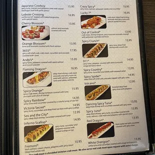 menu, sushi and sashimi
