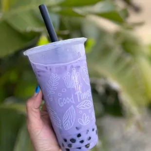 Taro milk tea with boba