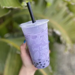 Taro milk tea with boba
