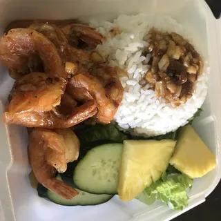 Hawaiian Garlic Shrimp Plate