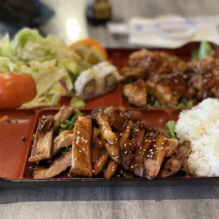 Sesame Chicken and Teriyaki Chicken Bento Box