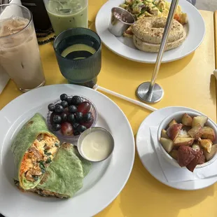 Breakfast wrap and hash browns