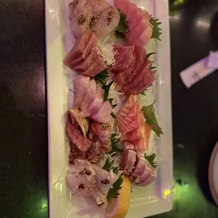 Deluxe sashimi plate. $70