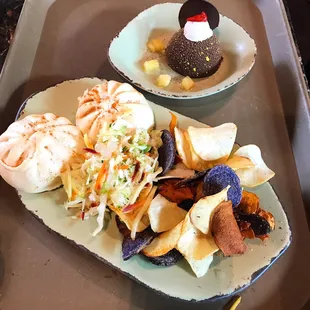 Vegetable curry pods with chocolate cake dessert YUM