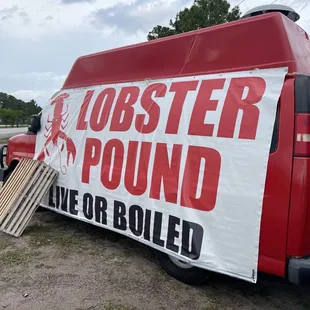 a van with a sign on it