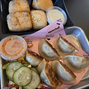 Dumpling and the black sesame golden cloud bites