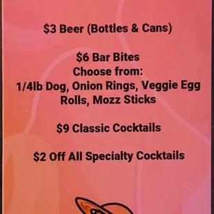 Happy Hour Menu