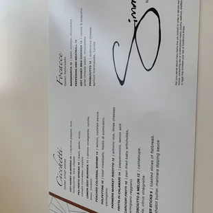 menu