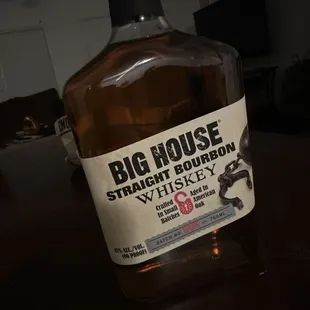 a bottle of big house straight bourbon whiskey