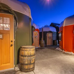 Our patio of Yurts at dusk