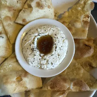 Honey lemon ricotta with pita chips