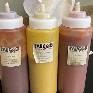 BBQ sauces on every table