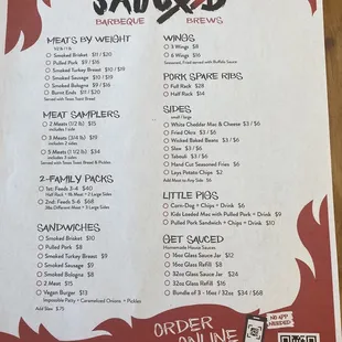 The menu
