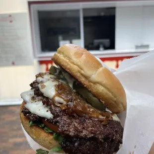 Two Hand Smash Burger with Pepperjack
