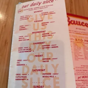 menu