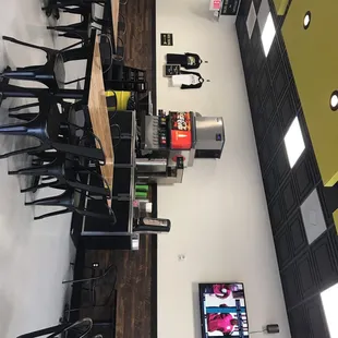 a view from the top of a restaurant