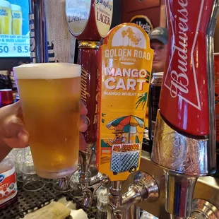 a beer being poured into a glass