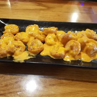 a black plate of food