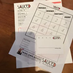 Here&apos;s the menu and the trivia sheets for tonight&apos;s fun!