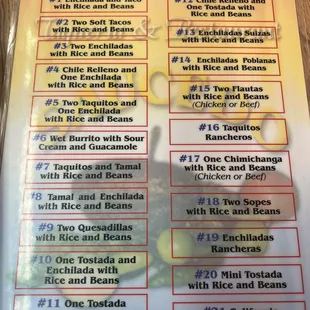 menu