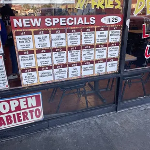 menus in window