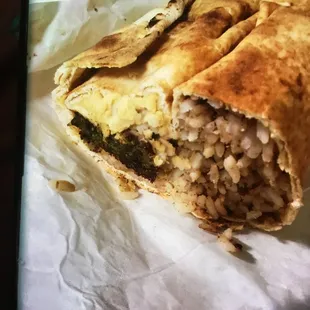 the inside of a burrito