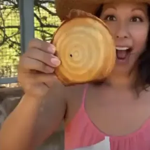 Olena Heu stopping by to try one of our flying saucers at a Waikele Pop up event