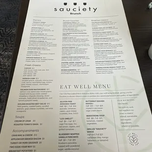 Brunch menu