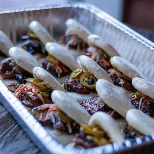 Saucy Oakland Catering - half and full trays available - pork belly steamed buns