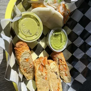 Panang Tofu Curry Baco, Vegetarian Spring Rolls