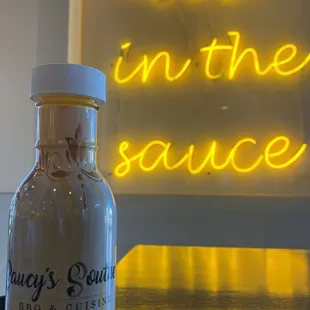 a bottle of sauce
