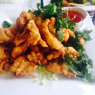 Crispy chicken lemon leave ...