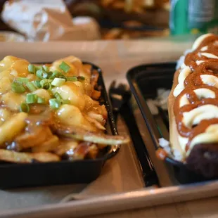 Regular poutine and speciaal frik roll