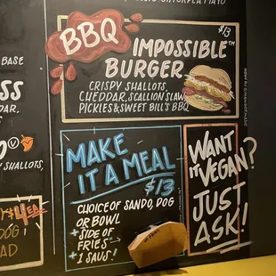 Burger menu &amp; make it a meal menu