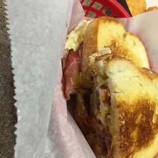 Pete&apos;s special three meater!!!  Bacon, sausage, and ham.     Picture could&apos;ve been better. I&apos;ll take another next time