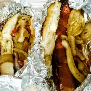 Polish Sausage and Hebrew National Kosher Hot Dog