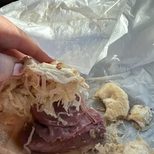 Corned beef and polish sausage on onion roll! So bomb!
