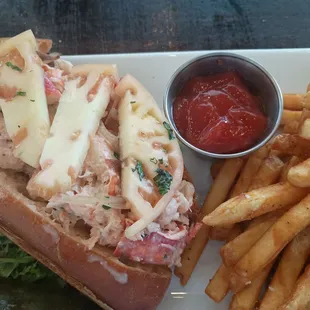 Lobster roll with fries - delish