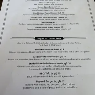 Lunch menu