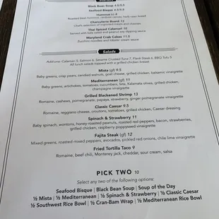 Lunch menu