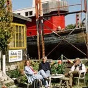 ...and we end up with tea and cookies at the boat lettering shack next to the WWII shipways.