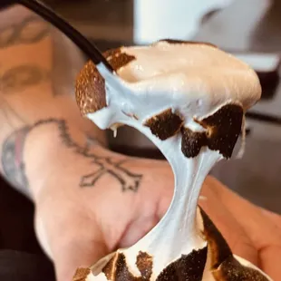 Amazing marshmallow crust on the Banana Pudding