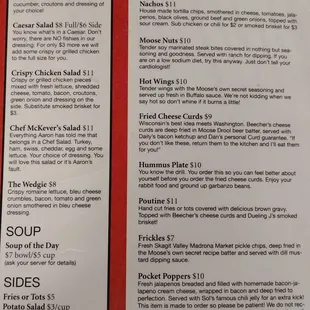 Updated menu